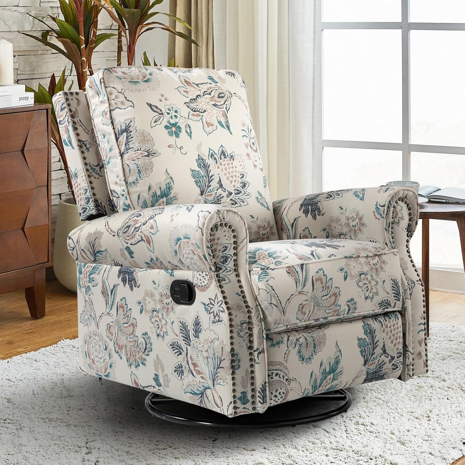 HULALA HOME Roderich Farmhouse Upholstery Recliner with Rolled Arms by TEAL