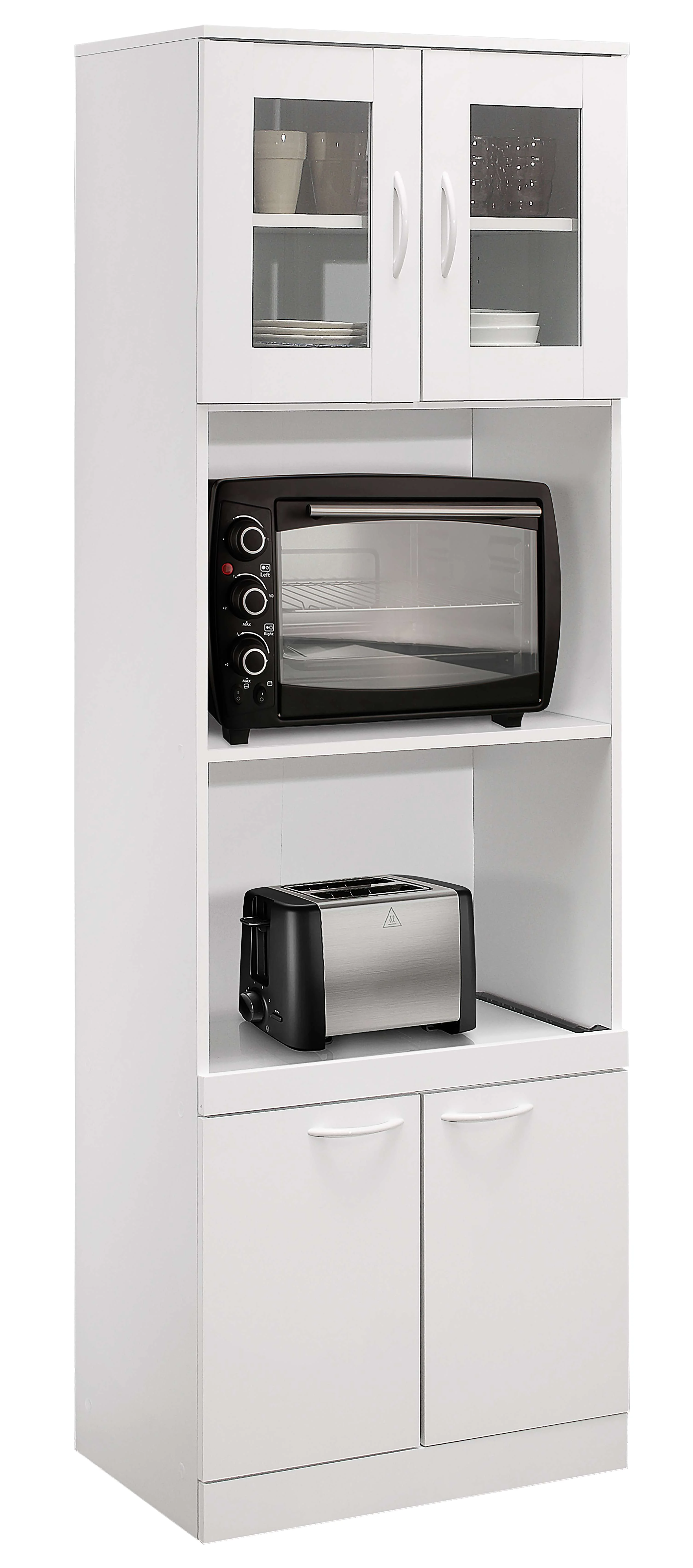 Kings Brand Furniture Tall Kitchen Pantry, Microwave Storage Cabinet, White