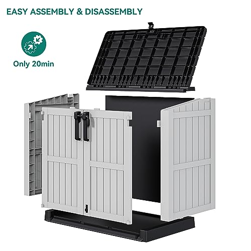 YITAHOME 8x6.2FT Outdoor Storage Shed w/o Floor, All-Weather Plastic Shed with Lockable Doors, Window & Vents, Plastic Tool Shed for Backyard, Patio, Poolside, Lawn, Gray