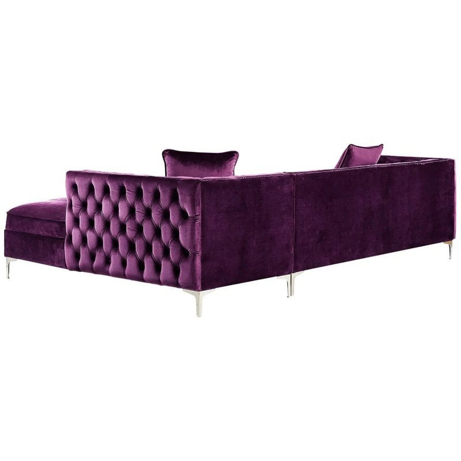 Posh Living Levi 115" Velvet Secitional Sofa with Right Facing Chaise in Purple