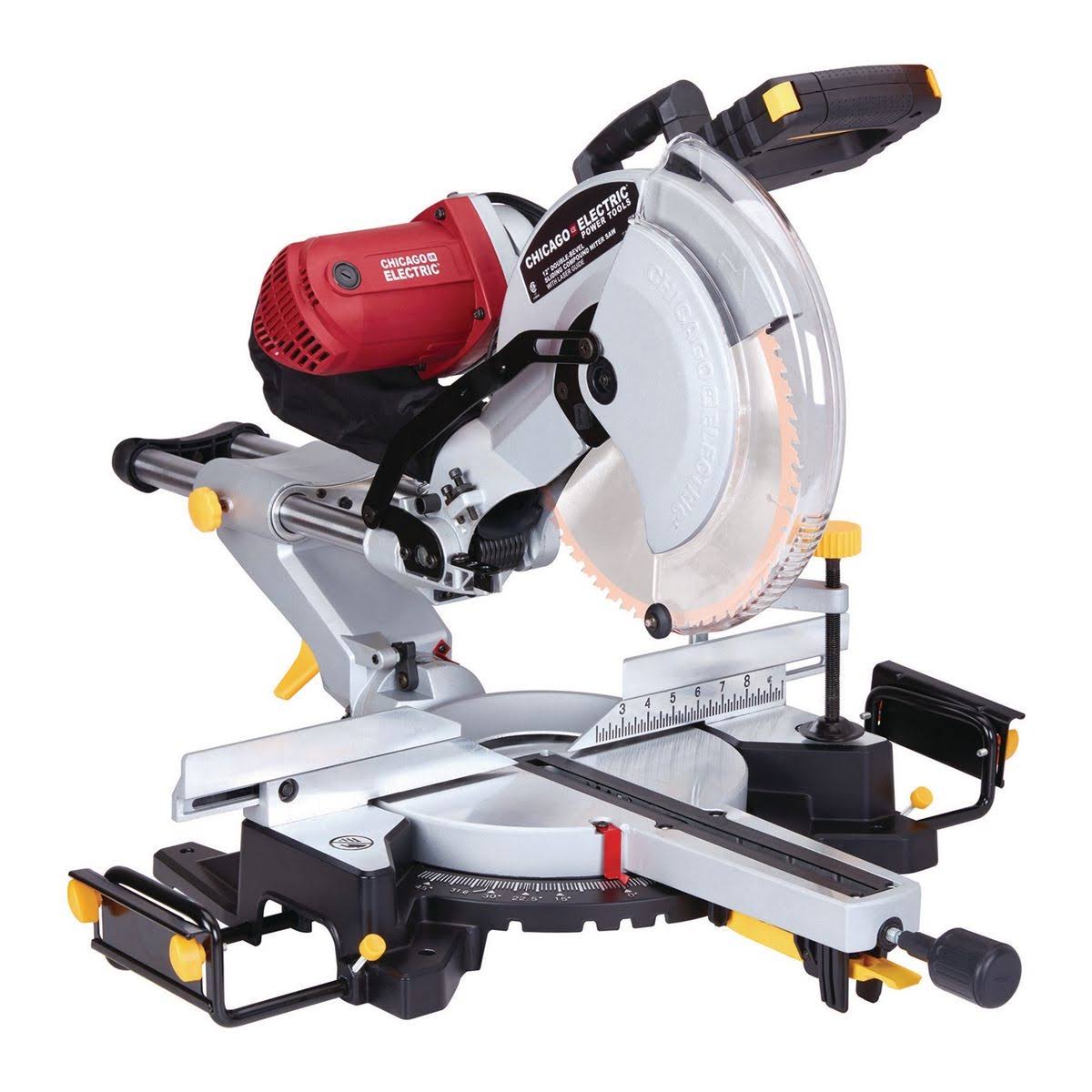 Chicago Electric 12 in. Dual-Bevel Sliding Compound Miter Saw with Laser Guide System 61969