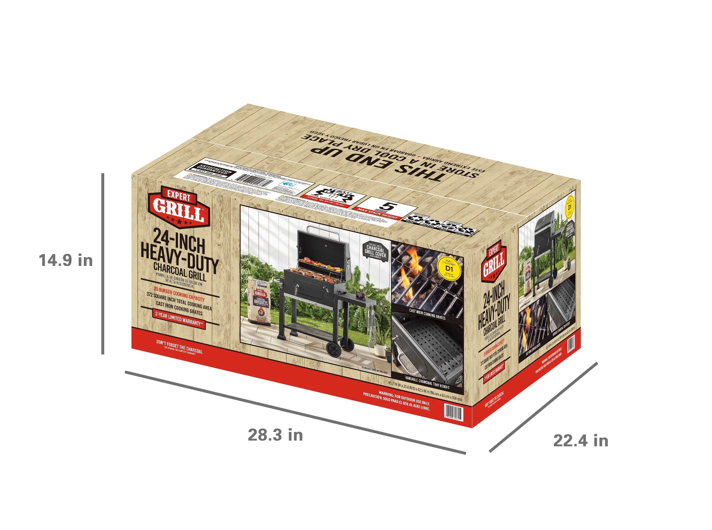 Expert Grill Heavy Duty 24-inch Charcoal Grill, Black