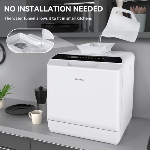 Hermitlux Countertop Dishwasher, 5 Washing Programs Portable Dishwasher With 5-Liter