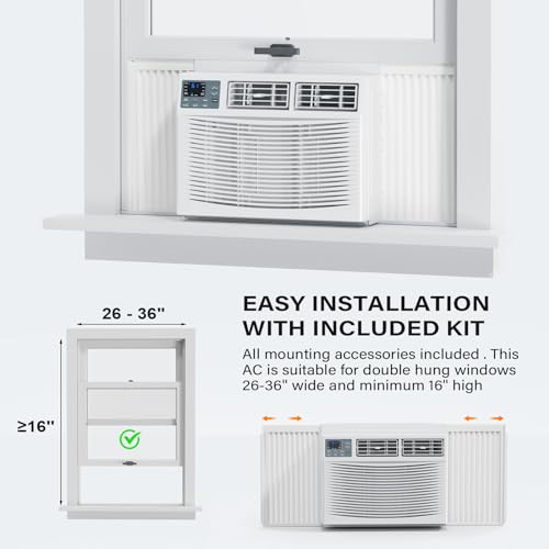 ROVSUN Window Air Conditioner with Heat, Window AC Unit & Heater Combo with APP & Voice Smart Control & Timer Function