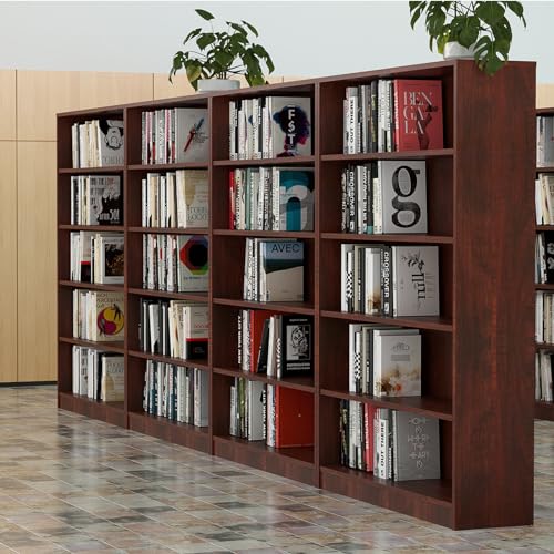 Farini 5 shelf boockase Display Bookcase Freestanding Wooden Bookshelves for Home Office Living Room,60 Inch Height,Cherry