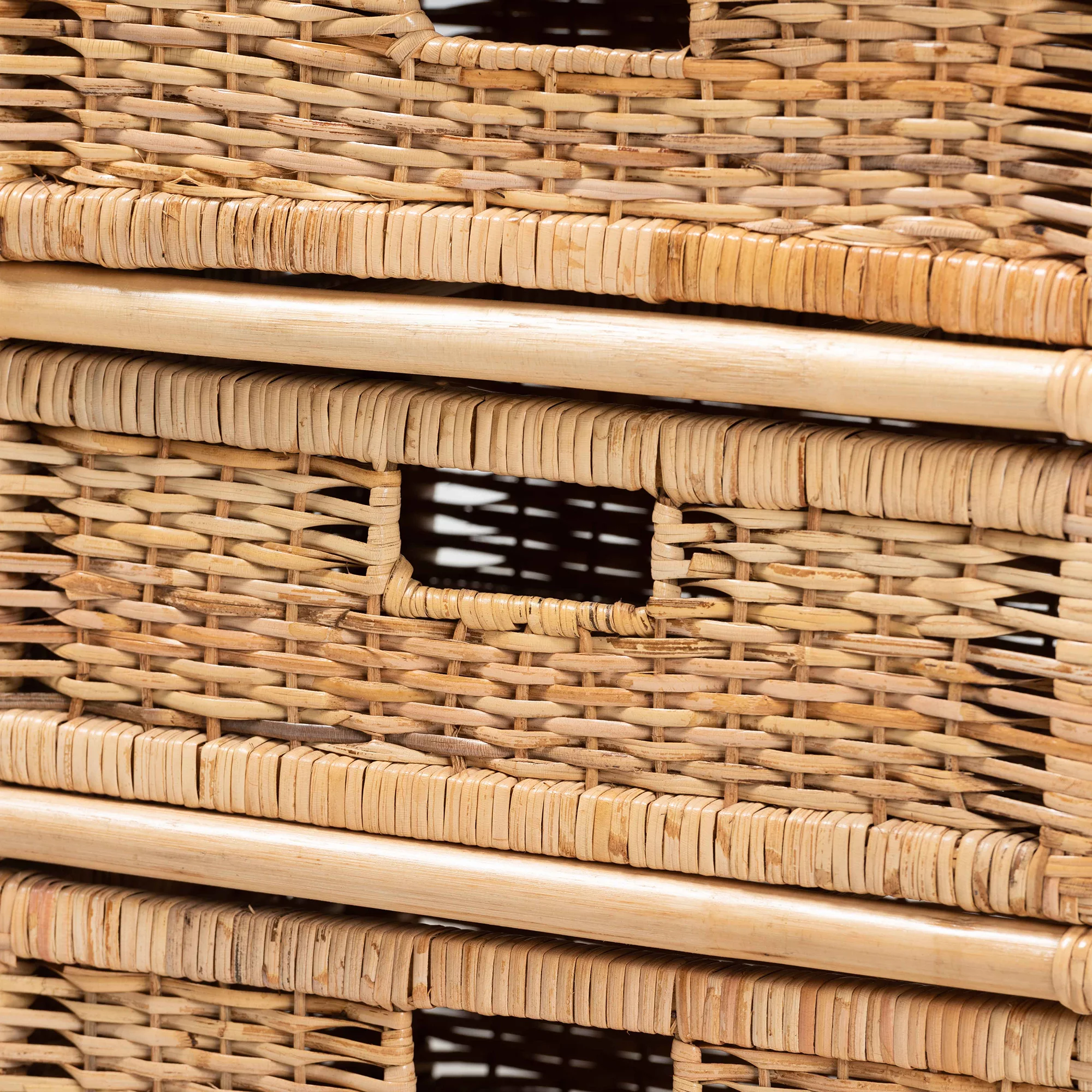 bali & pari Dariana Modern Bohemian Natural Brown Rattan 6-Drawer Storage Cabinet