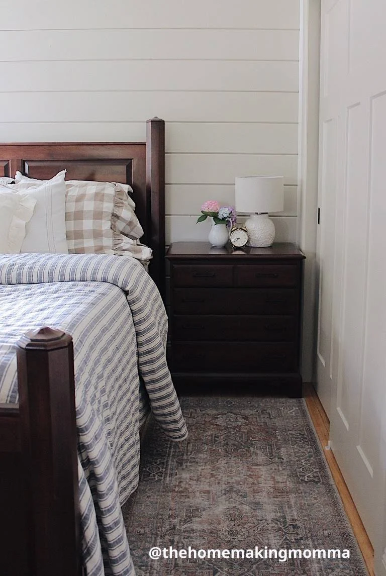 Piper Classics Market Place Blue Ticking Stripe Quilt, California King. 103x22 x 103