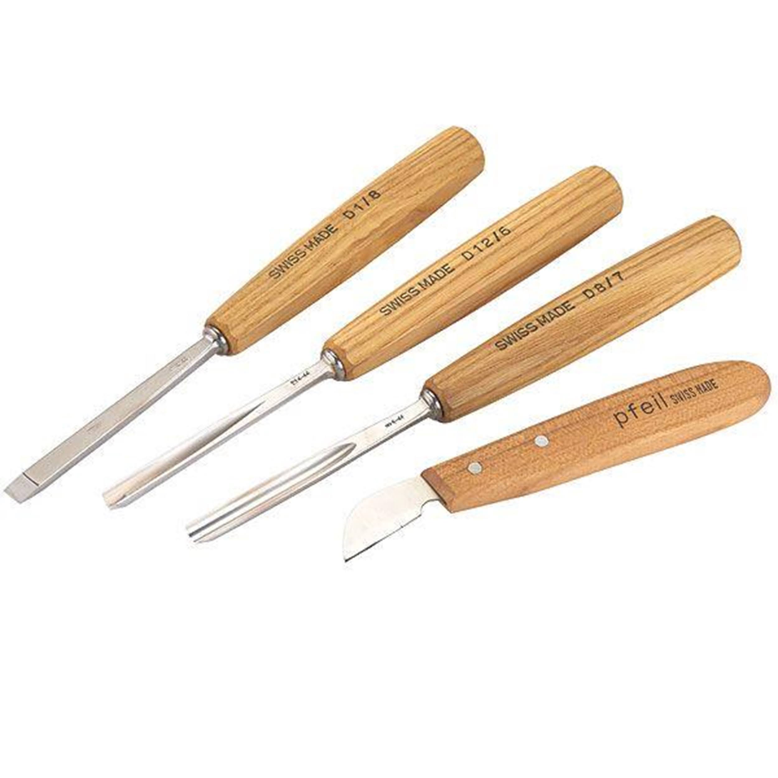 Pfeil Swiss Made Starter Set Intermediate Size Carving Tools, 4 Piece