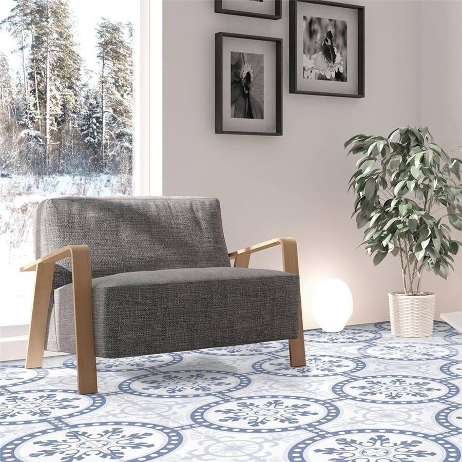 SomerTile Duart Artic Encaustic 9.75x22 x 9.75x22 Porcelain Floor and Wall Tile - Case (16 Tiles)