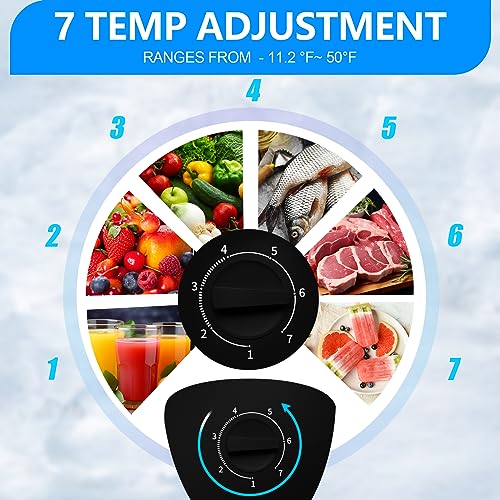 5.0 Cu.Ft Deep Freezer, Chest Freezer with 7 Level Adjustable Temperature, Freestanding Mini Freezer with Removable Storage Basket, Small Freezer Chest with Top Door, Energy Saving, Low Noise
