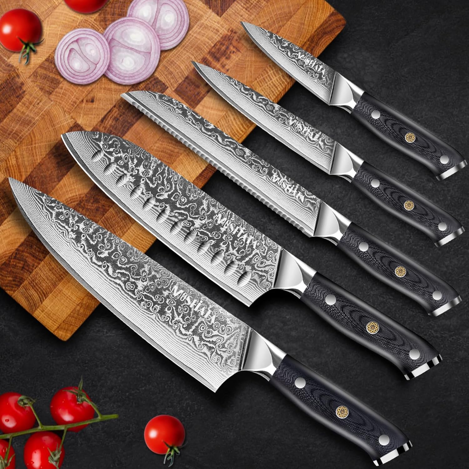 MOSFiATA Professional Damascus Chef Knife Set-5PCS
