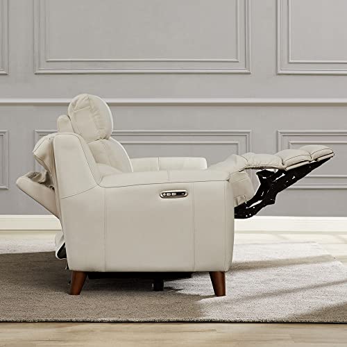 Hydeline Torino Zero Gravity Power Recline and Headrest Top Grain Leather Sofa Couch with Built-in USB-Ports, Vanilla