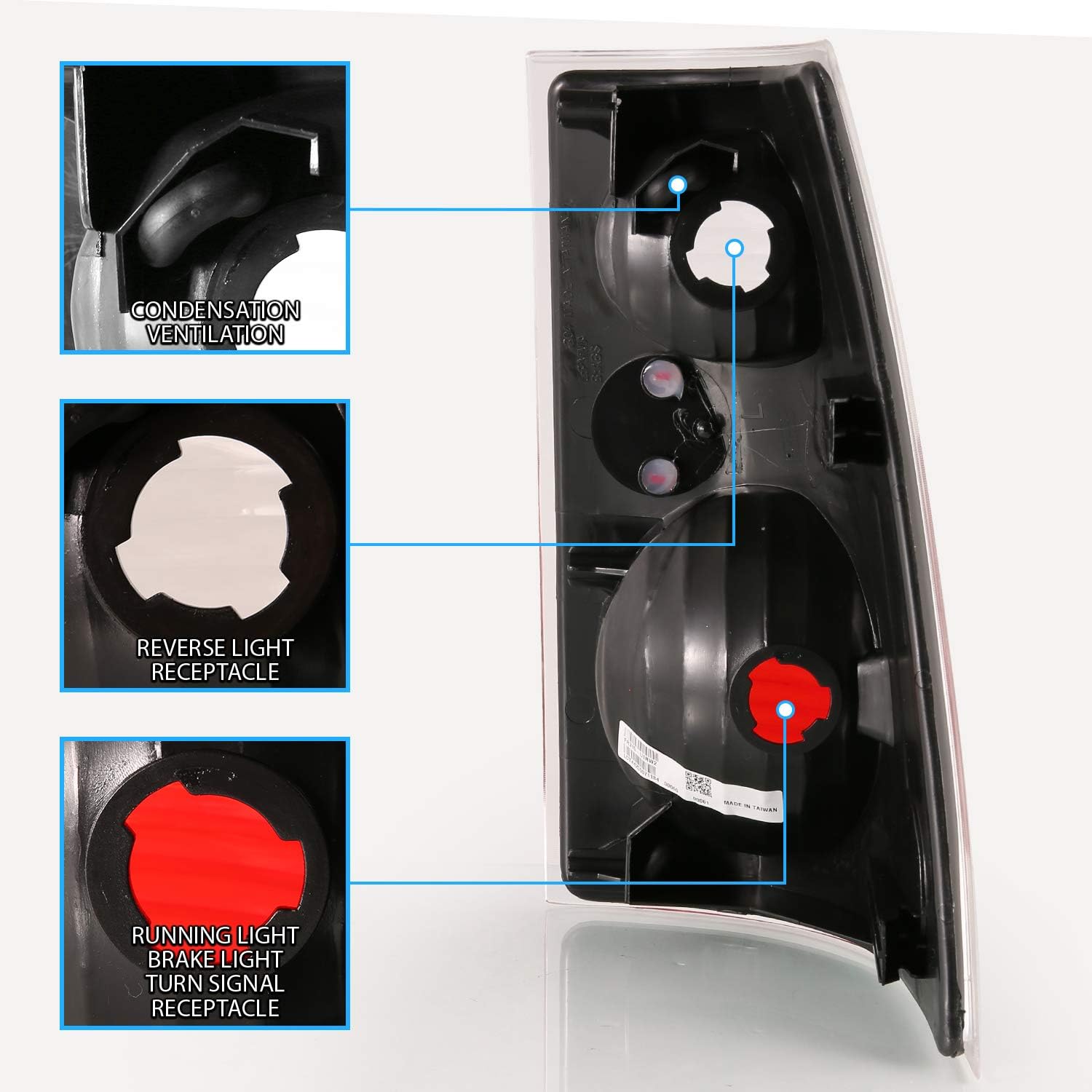 AmeriLite Black Replacement Brake Tail Lights Set for 01-05 Ford Explorer Sport Trac - Passenger and Driver Side