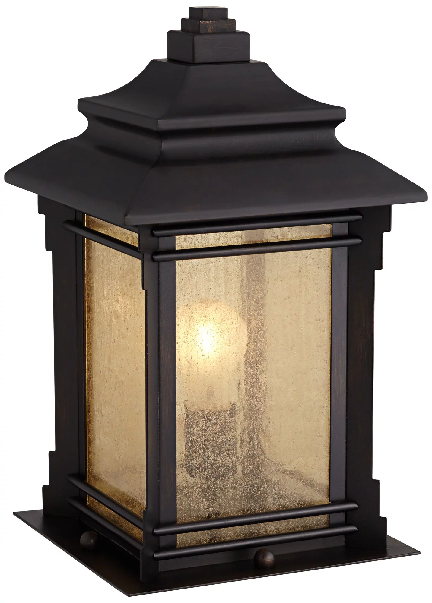 Franklin Iron Works Hickory Point Rustic Farmhouse Outdoor Pier Mount Light Walnut Bronze 16 1/2" Frosted Cream Glass for Exterior Barn Deck House