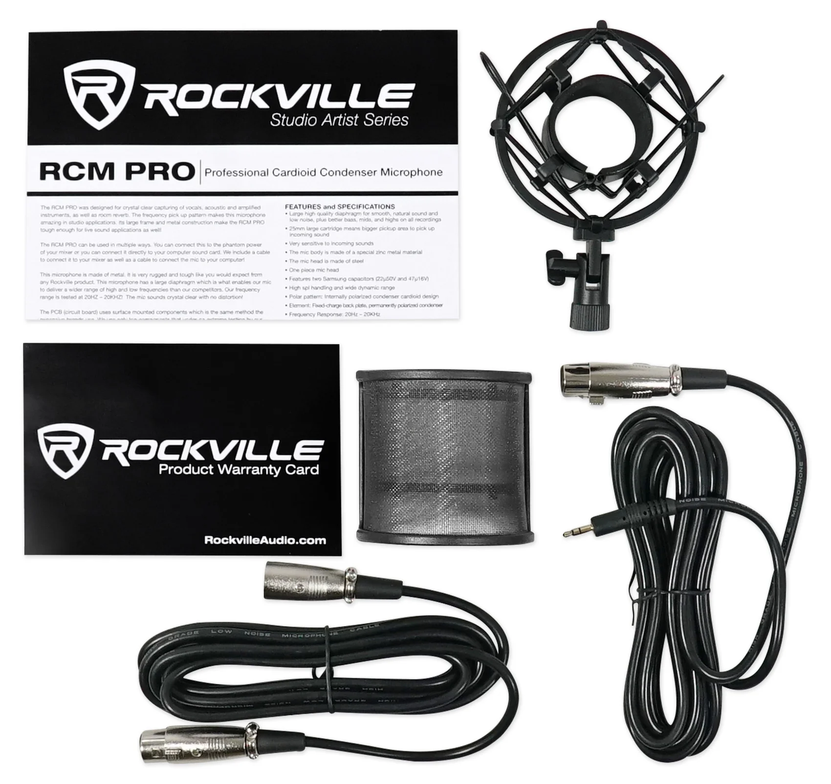 Rockville ROCKMIX 10FX 10 Channel Mixer USB Recording Interface+Mic+Headphones