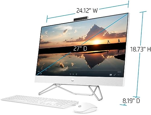 HP 27-inch Touch FHD All-in-One Desktop, AMD Ryzen 7 5700U, 32GB RAM, 1TB SSD, 1080P Webcam, Wireless Keyboard & Mouse Combo, WiFi, Windows 11 Home
