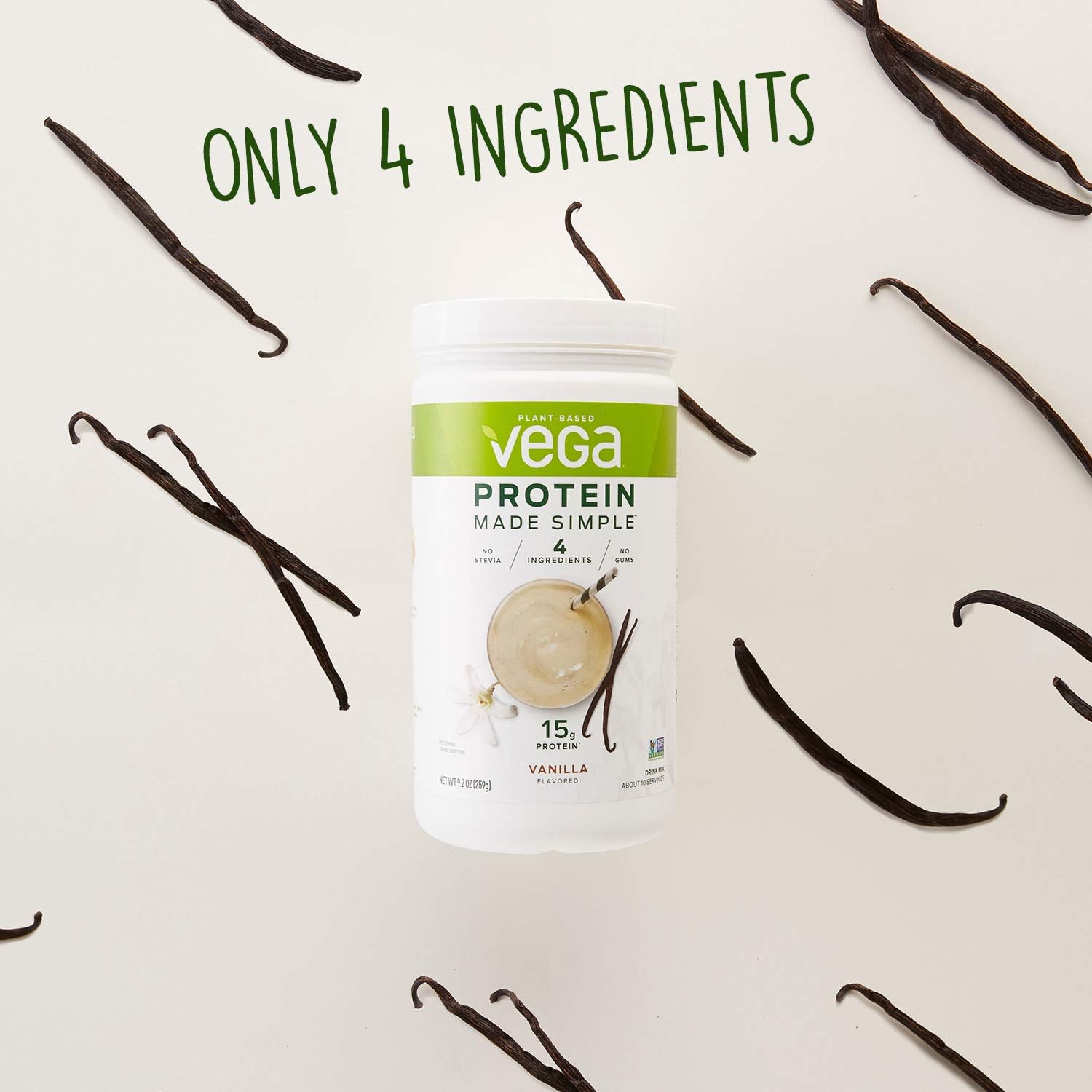 Vega Protein Made Simple, Vanilla, 39 Servings XL Tub - Plant Based Healthly Vegan Protein Powder with no Stevia, Dairy Free, Gluten Free, Vegetarian, 2.2 Pounds Pack of 2