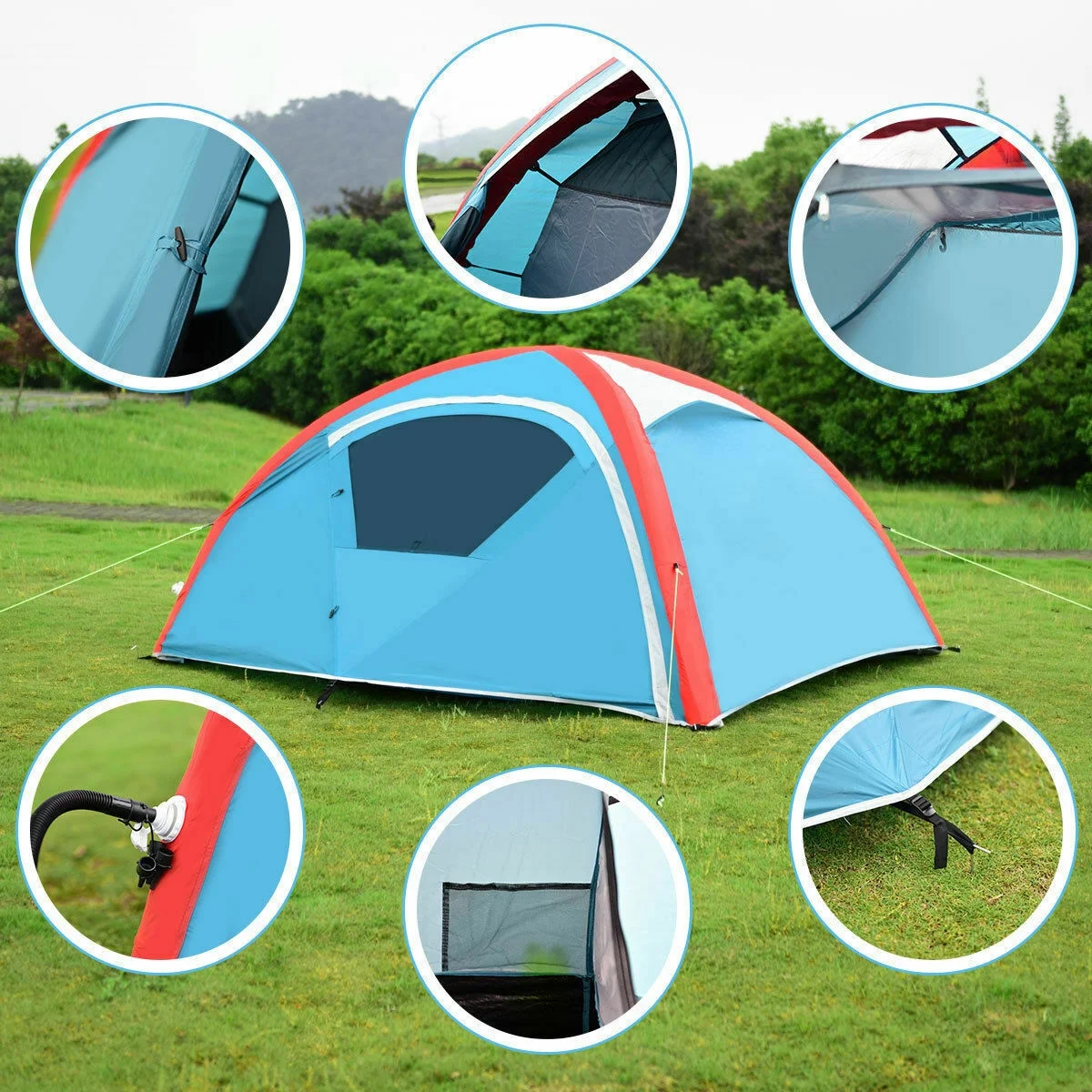 Camping Tent for 3 Person - Inflatable Tent with Bag Pump