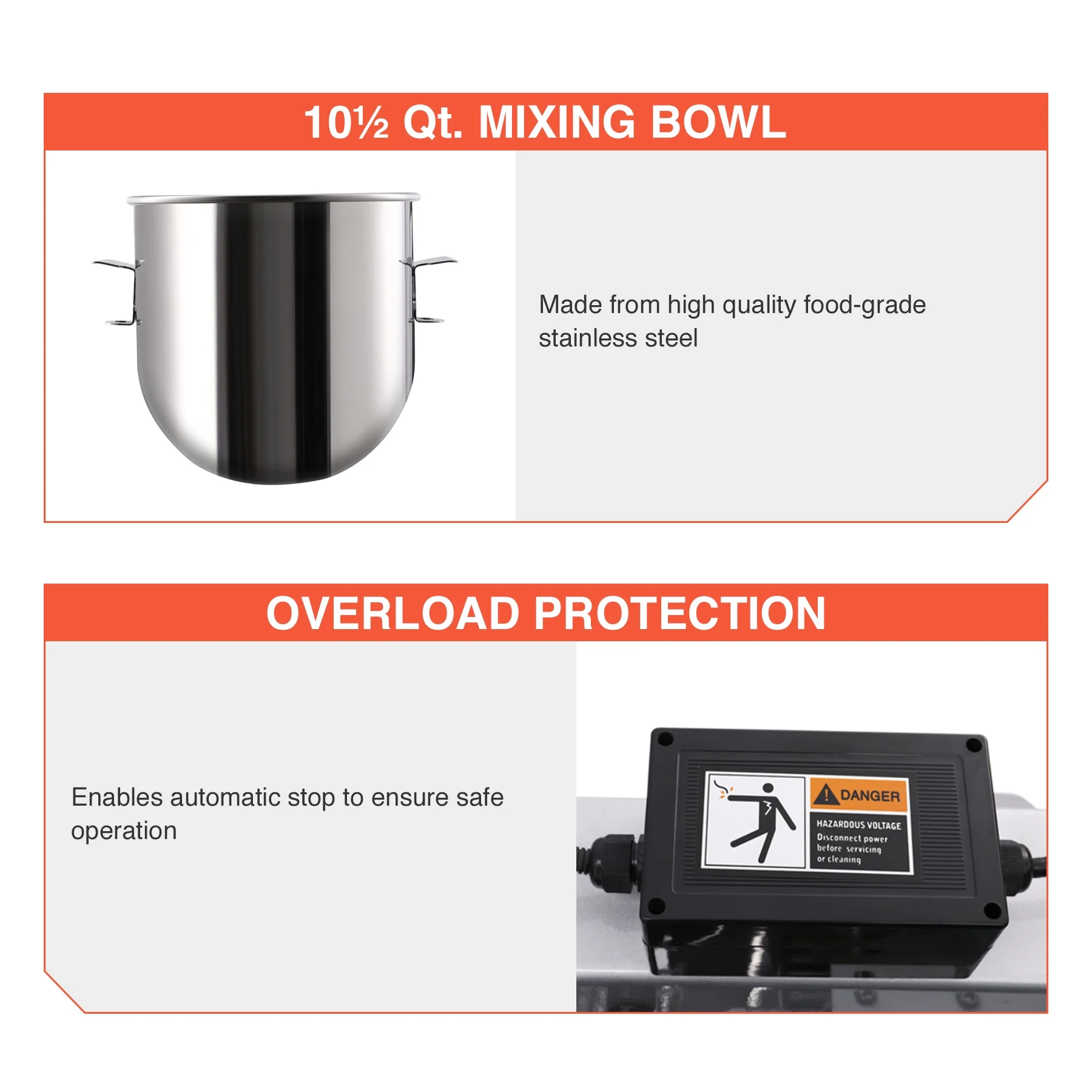 Preenex 10Qt Commercial Stand Mixer 600W Electric Food Mixing Machine with 3 Attachment
