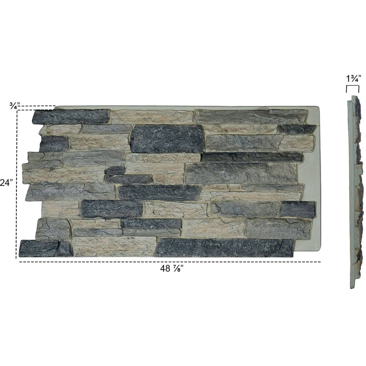 Ekena Millwork 48 in. x 24 in. Acadia Ledge Stacked Stone Stonewall Faux Stone Siding Panel, Colfax
