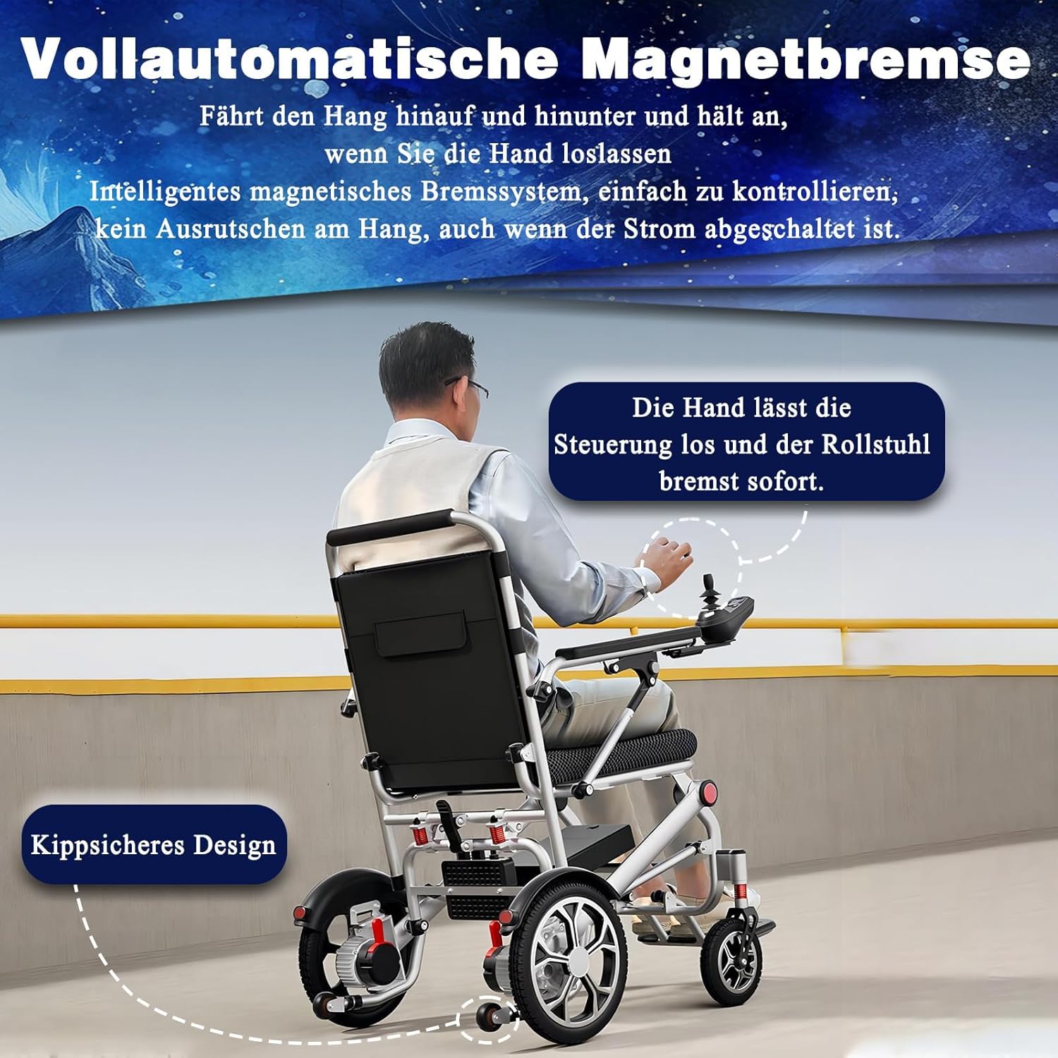Electric Wheelchair for Adults Intelligent Power Wheelchairs Lightweight Foldable All Terrain Motorized Wheelchair for Seniors Compact Portable Airline Approved-Up to 330Lbs
