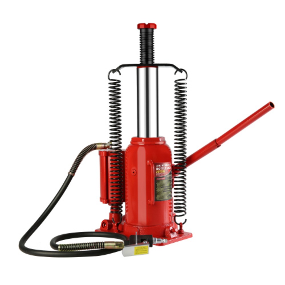 20 Ton Air Hydraulic Bottle Jack, with Manual Hand Pump Used for The Maintenance of Automobiles, Agricultural Vehicles, Heavy Trucks, Mobile Machinery, and Heavy Equipment  Red + Steel + 20T