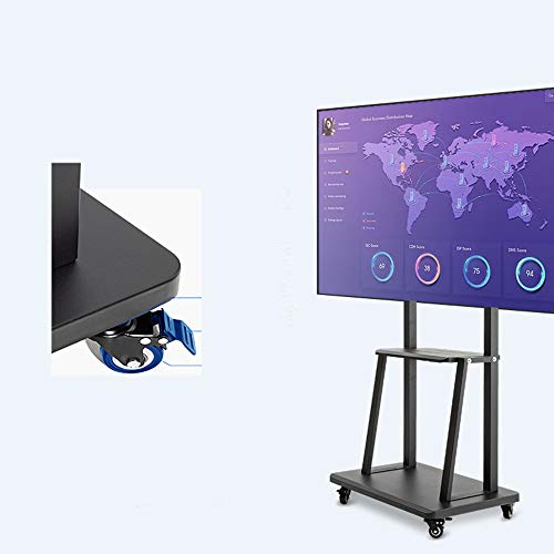 TV Floor Mount Height Adjustable TV Stand with Adjustable Shelf and Carry Brake Universal Wheels 55/65/75 Inch Universal TV 200 Lbs in Total Integrated Cable Management (H)