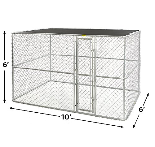 MidWest Homes For Pets Chain Link Portable Kennel with a Sunscreen, 6 by 4 by 4-Feet