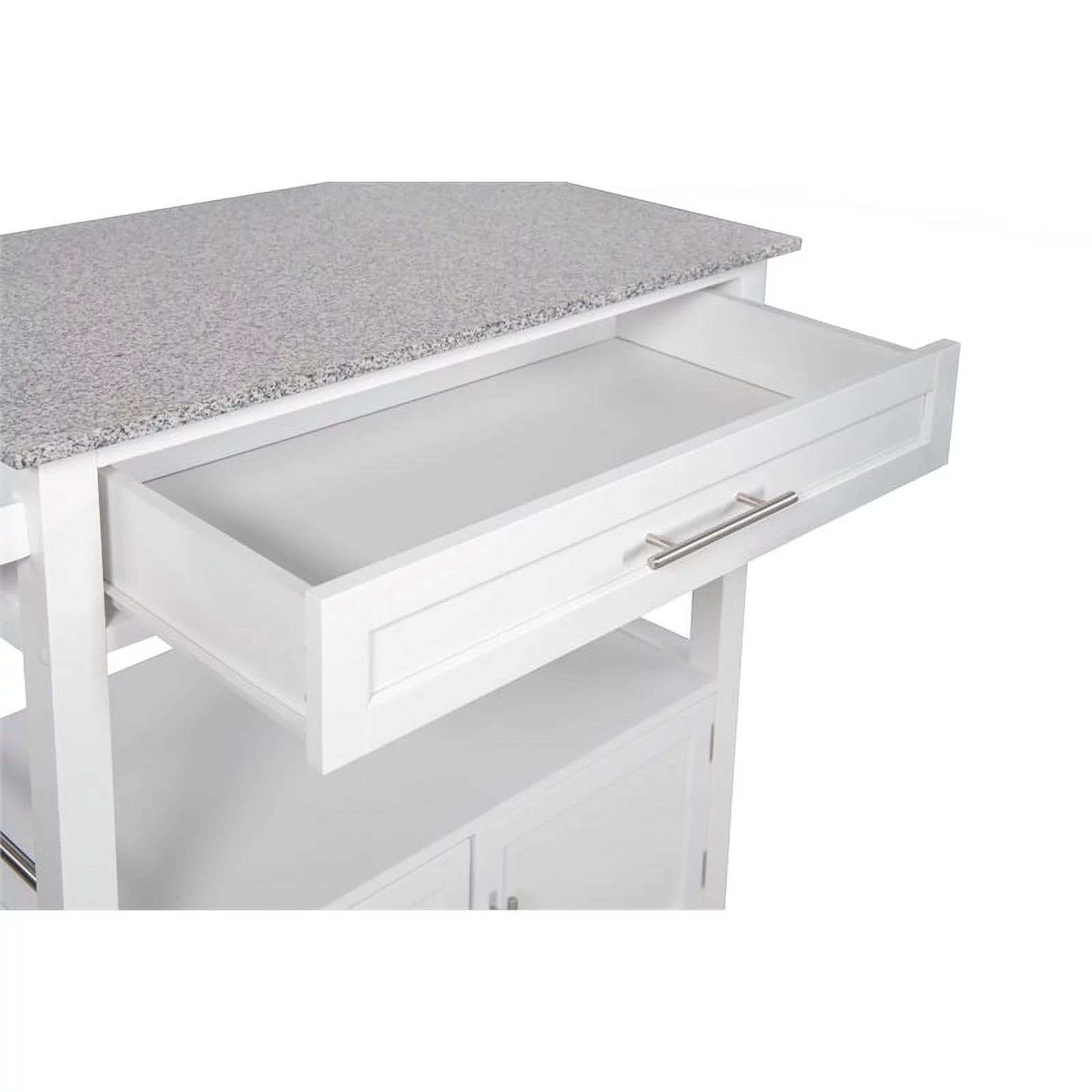 Riverbay Furniture Transitional Wood/Granite-Top Kitchen Cart in Bright White