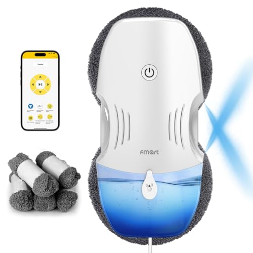 FMART Window Cleaning Robot,120ml Capacity Water Tank Window Cleaner Robot,Intelligent Double Water Spray Technology,3800PA Suction Power,AI Edge Detection Technology