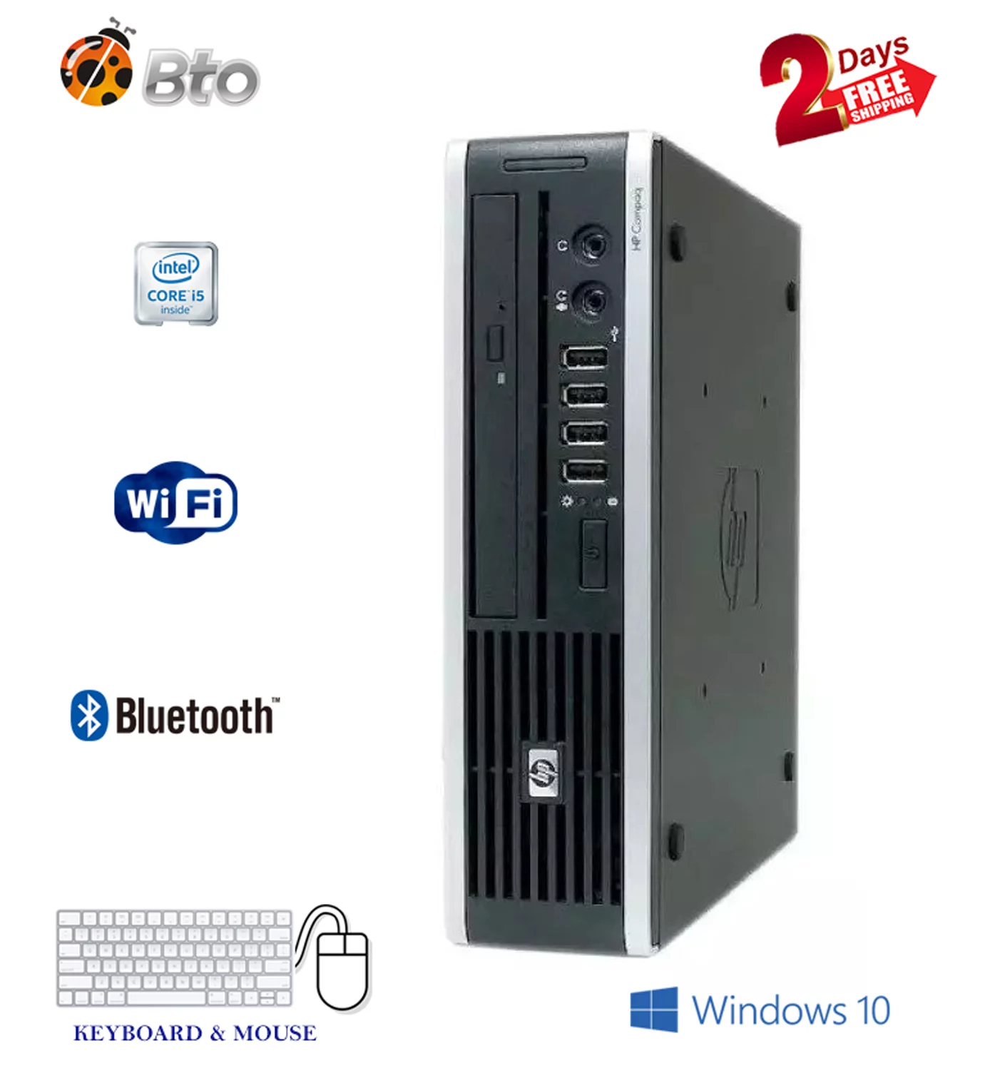 Restored Work from home Computer Ultra Slim HP 8200 USFF Mini Desktop Core i52nd 4GB Ram, 120GB SSD, 500GB HDD, WiFi, Bluetooth, Win10 Home (Refurbished)