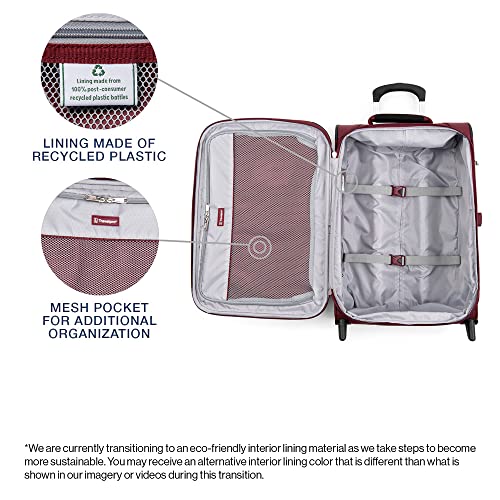 Travelpro Maxlite 5 Softside Expandable Upright 2 Wheel Carry on Luggage, Lightweight Suitcase, Men and Women, Burgundy, Carry On 22-Inch