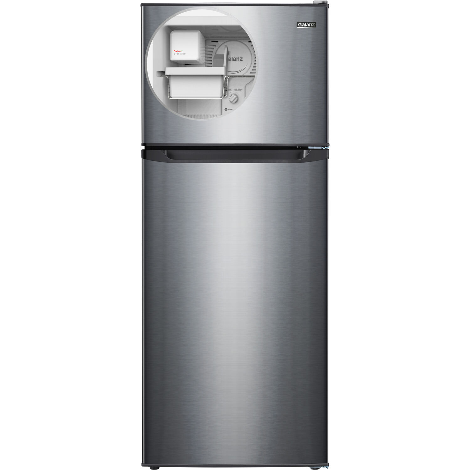 Galanz 10-Cu. Ft. Top Mount Refrigerator with Ice Maker, Stainless Steel