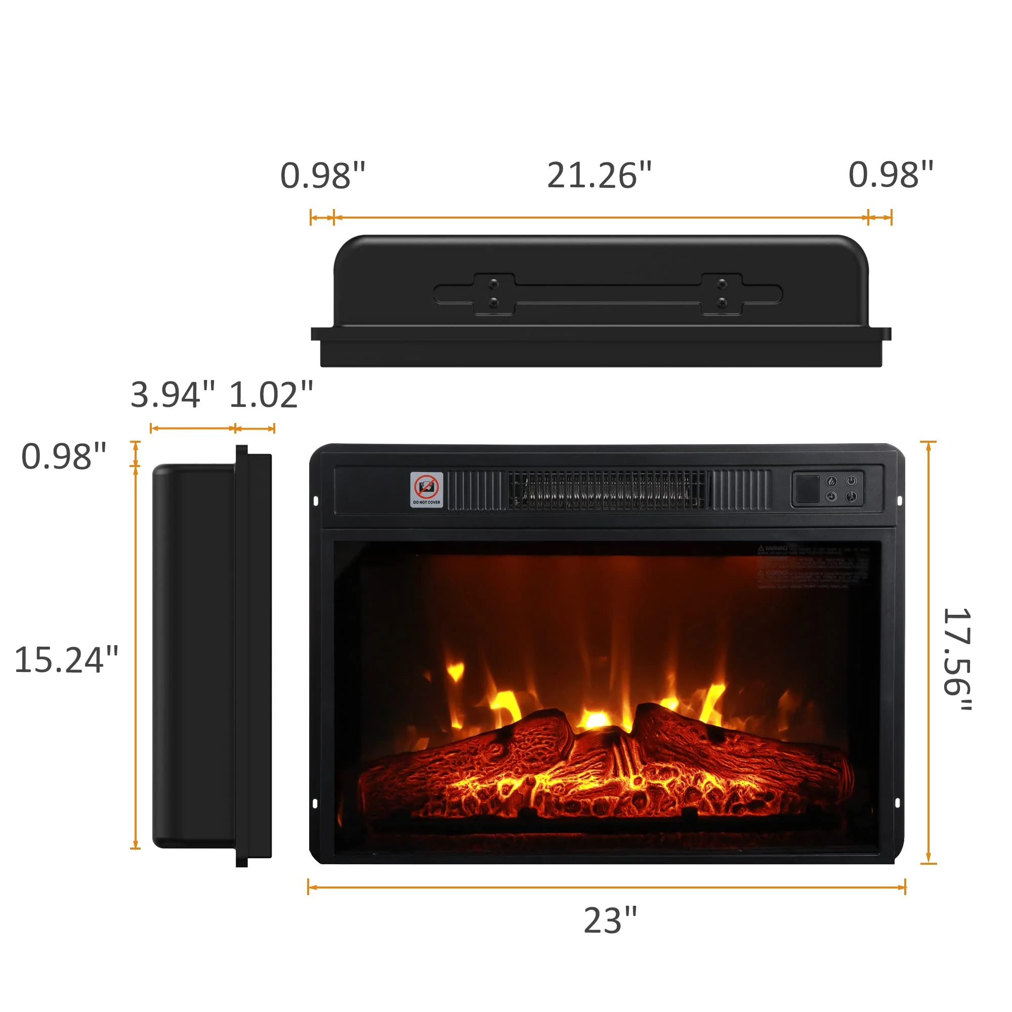 LGHM Fireplace TV Stand with 23" Electric Fireplace for TVs Up to 65", LED Light Entertainment Center with Storage Cabinet, for Living Room Bedroom, Gray