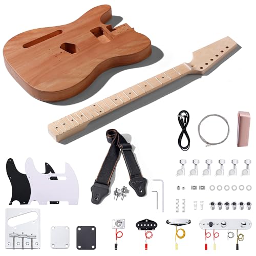 Leo Jaymz DIY Single Cut Electric Guitar Kits with Mahogany Body and Neck - Rosewood Fingerboard and All Components Included (LP Hollow)