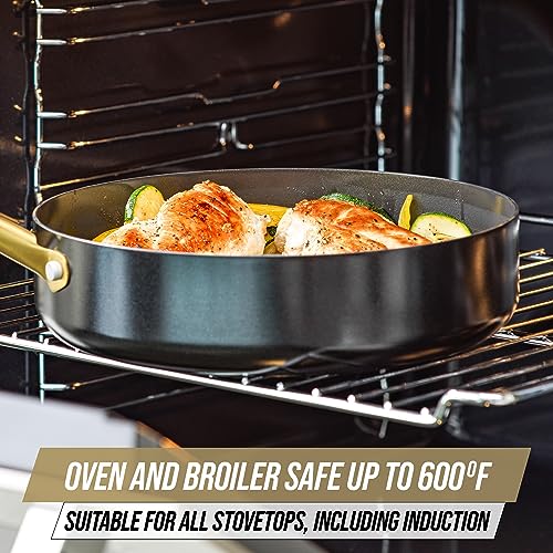 Blue Diamond 20 Piece Cookware and Bakeware Set, Diamond Infused PFOA PFAS-Free Ceramic Nonstick Pots and Pans, Durable Nontoxic Metal Utensil Safe & Scratch Resistant, Dishwasher & Oven Safe, Blue