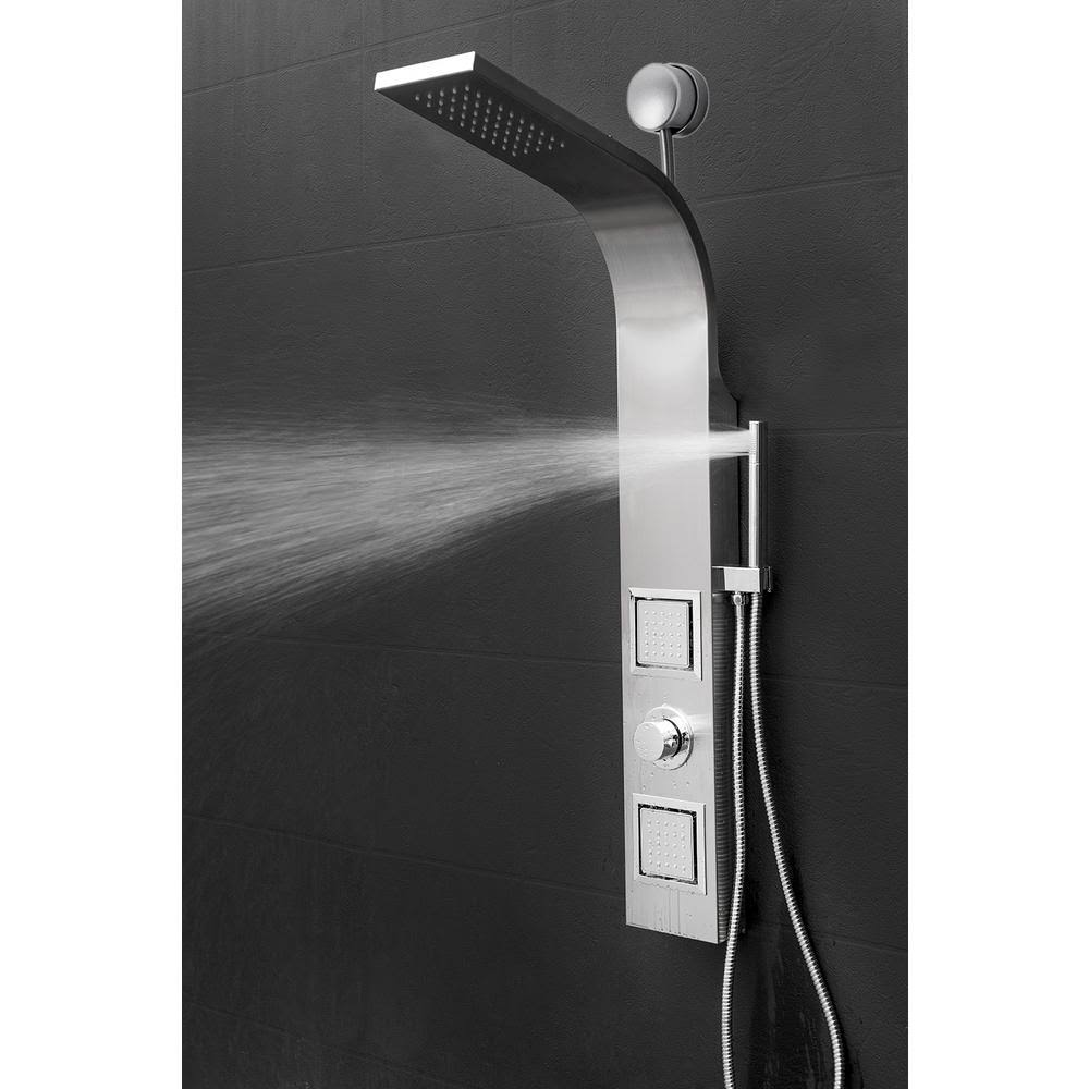 AKDY SP0024 39x22 2-Jet Easy Connect Shower Panel System in Stainless Steel with Rainfall Shower Head and Handheld Shower Wand