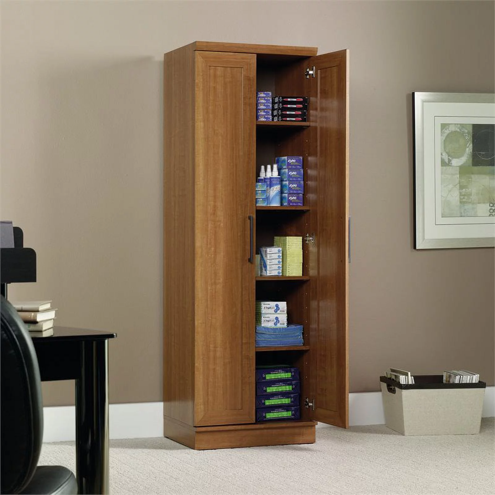 Sauder HomePlus 2-Door Storage Cabinet, Sienna Oak Finish