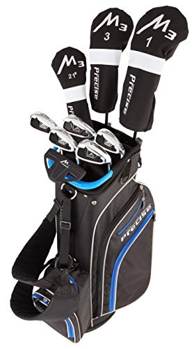Precise M3 Men's Complete Golf Clubs Package Set Includes Driver, Fairway, Hybrid, 6-PW, Putter, Stand Bag, 3 H/C's - Right Handed - Regular, Petite or Tall Size