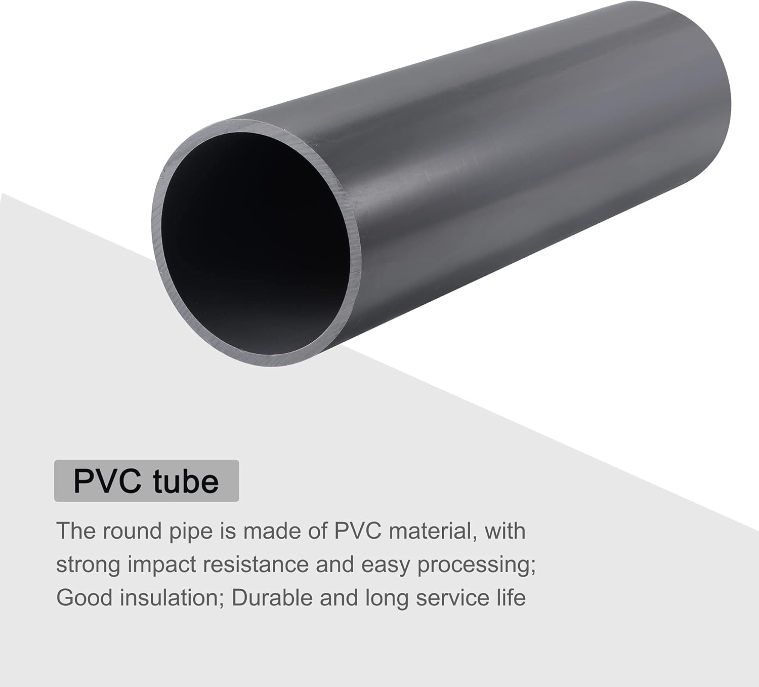 MECCANIXITY PVC Rigid Round Pipe 81.4mm ID 90mm OD 330mm Light Grey High Impact for Water Pipe,Crafts,Cable Sleeve
