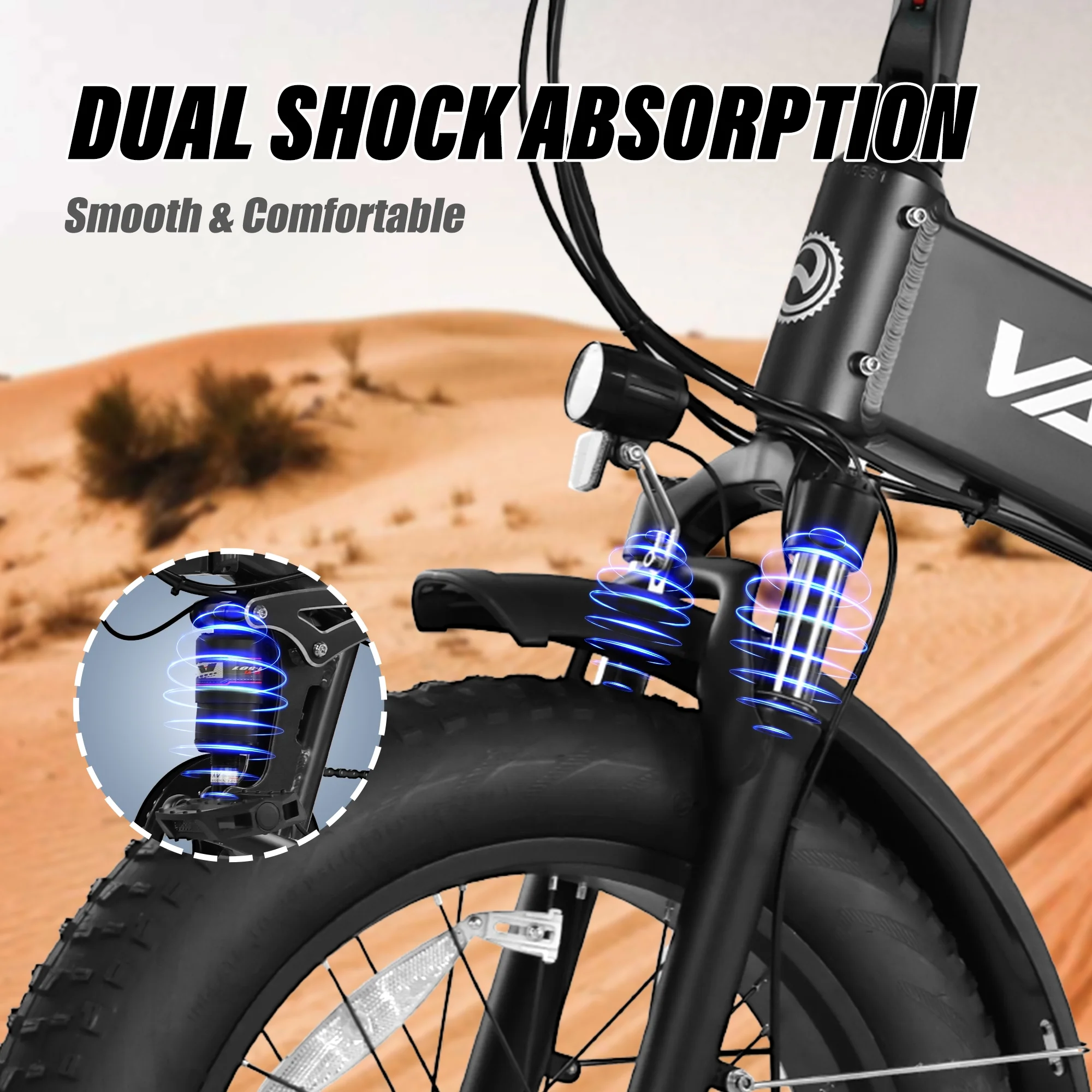 VARUN Folding Electric Bike for Adults - Peak 750W Fat Tire Electric Bike with 48V 13Ah Anti-Theft Battery - Full Suspension Ebike for All Terrains Up to 25+MPH, 60+ Miles
