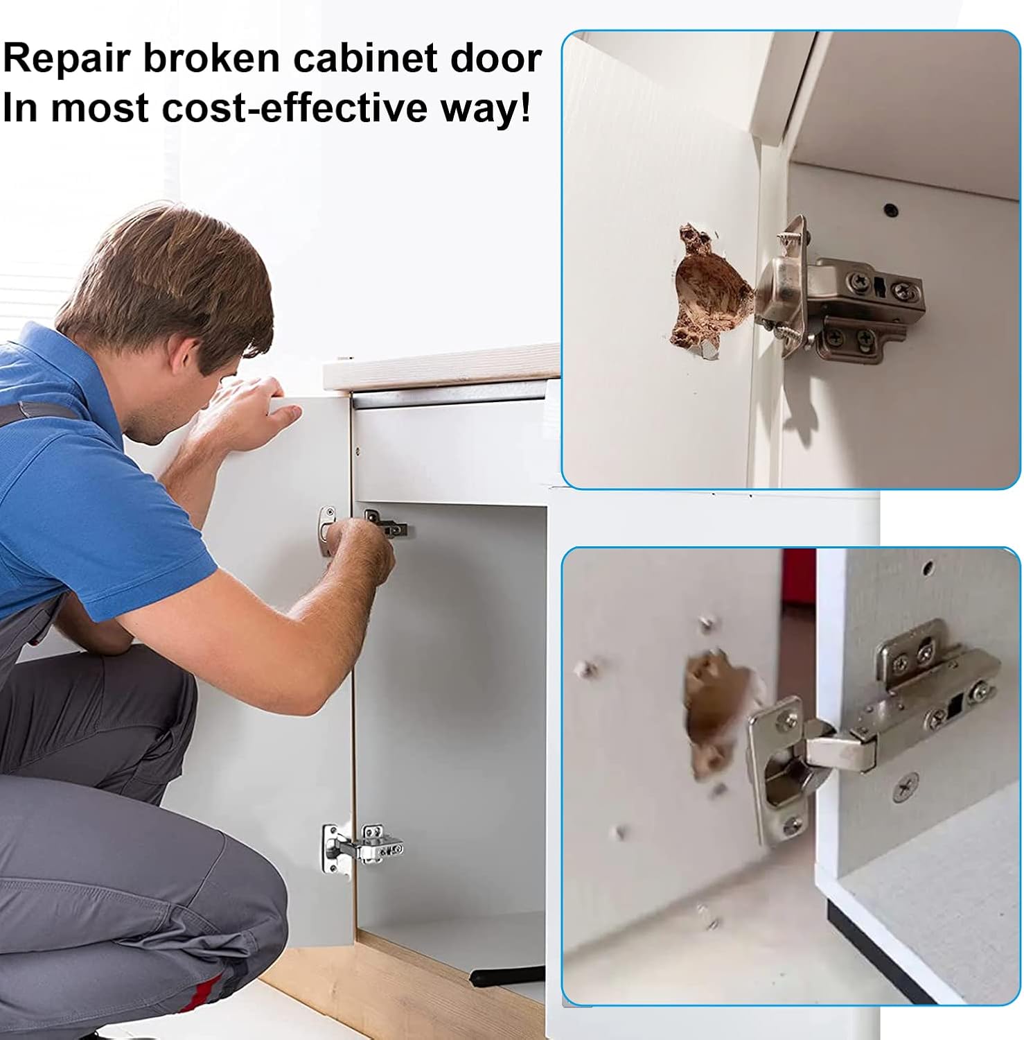 12-Pack Hinge Repair Kit - Cabinet Hinge Repair Plate Stainless Steel Door Hinge Repair Kit, Hinge Fixing Plate for Kitchen Cabinet Hinge Repair Brackets with Mounting Screws