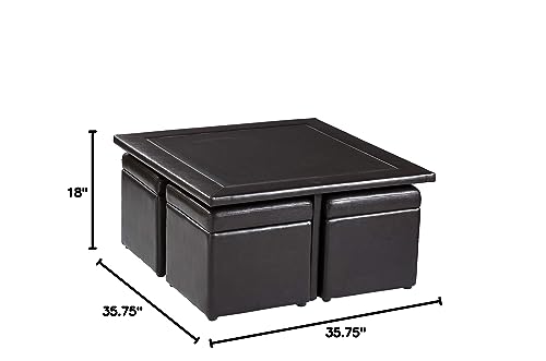 SEI Furniture Nylo Nesting Coffee Table and Storage Ottomans Set, Dark Chocolate