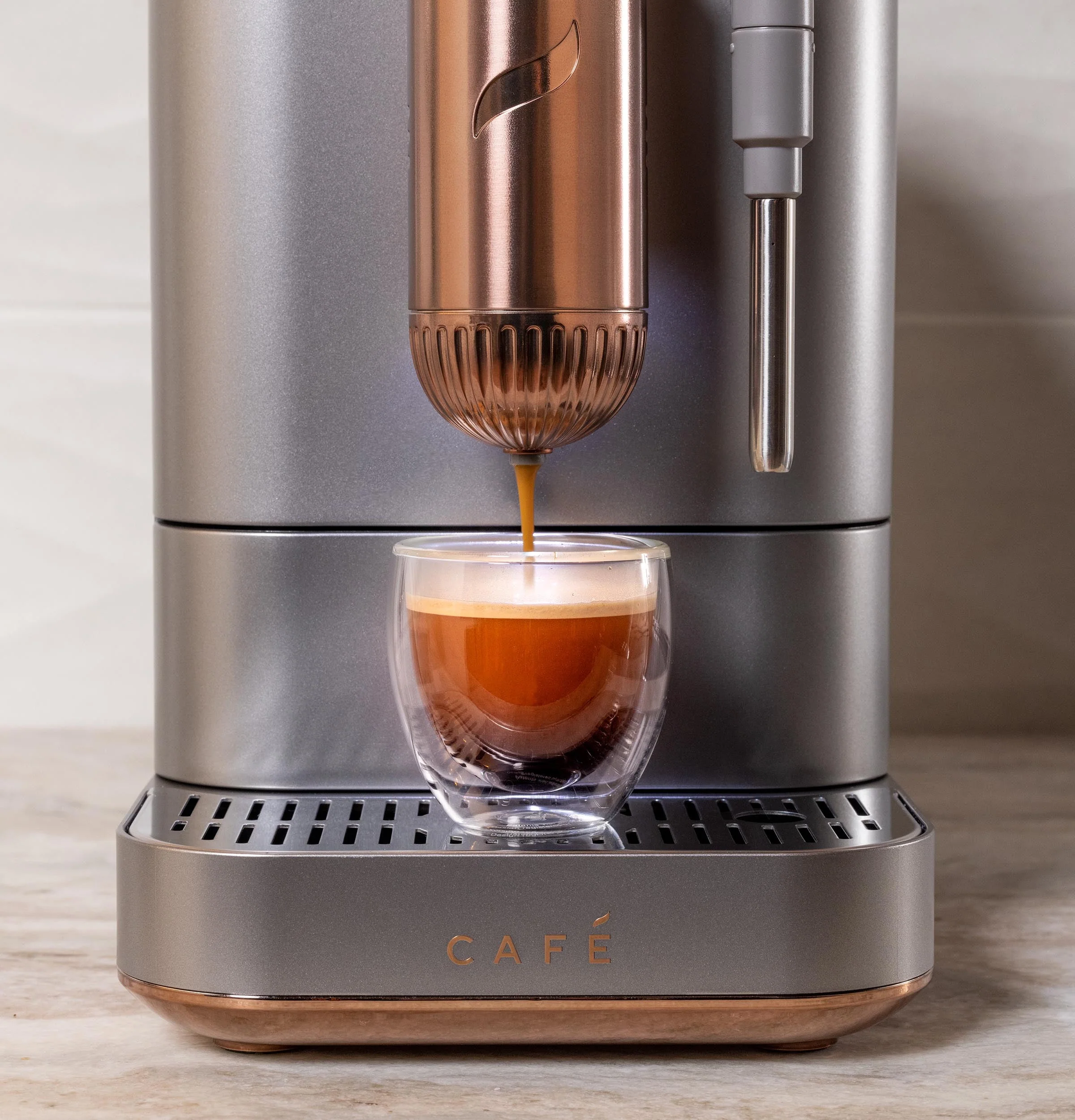 Café Affetto Automatic Espresso Machine + Milk Frother | Built-In & Adjustable Espresso Bean Grinder | One-Touch Brew in 90 Seconds | Matte Black, 1.2 Liter, (C7CEBBS3RD3)
