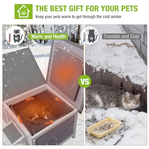 GUTINNEEN Outdoor Cat House Insulated for Winter Weatherproof Feral Cat Shelter