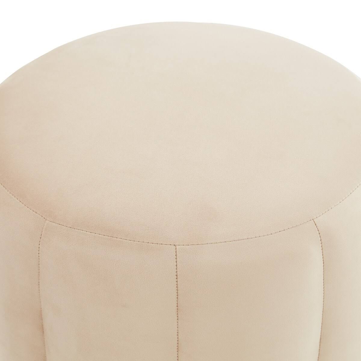 LeisureMod Franklin Round Velvet Ottoman Footrest with Gold Base - Purple