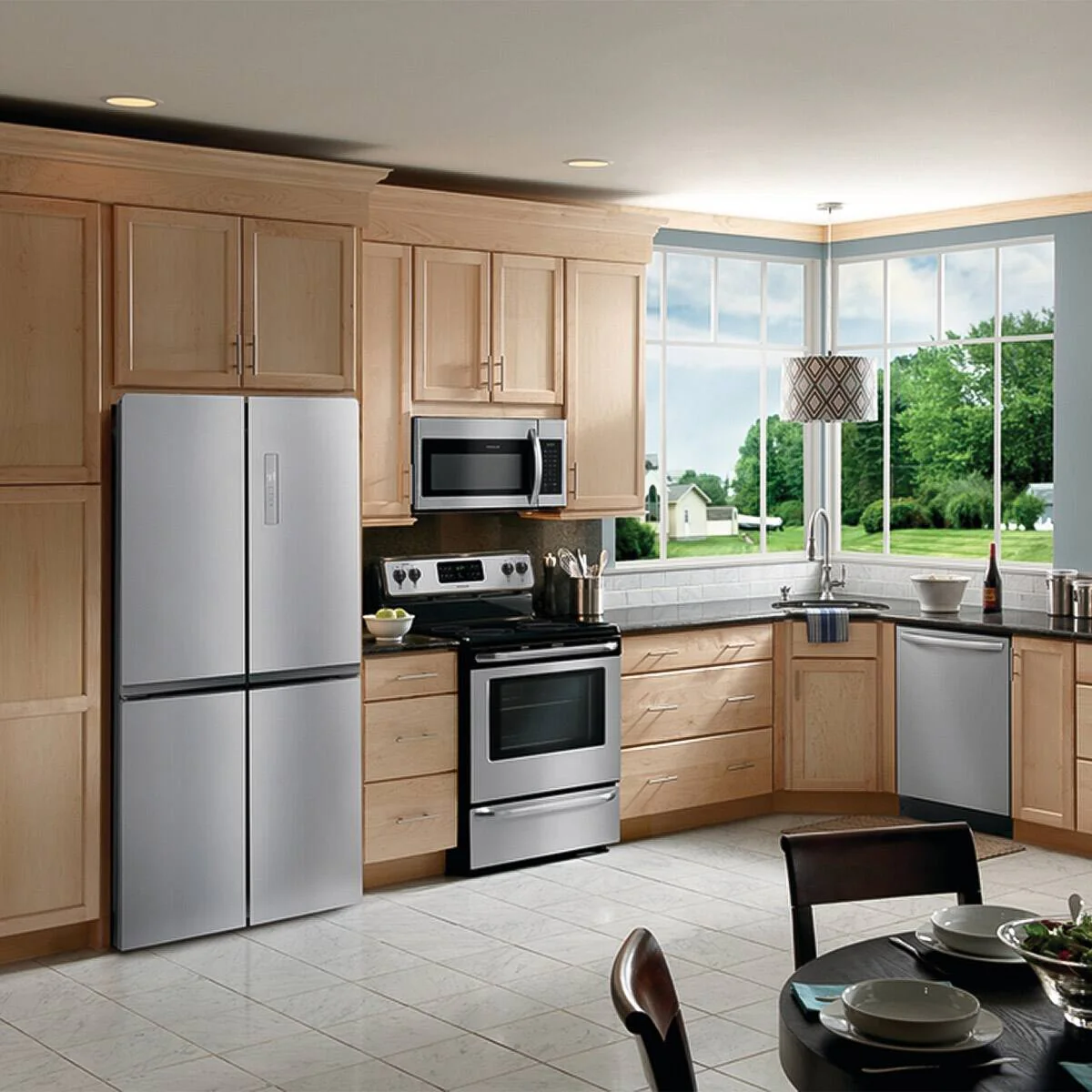 FRIGIDAIRE 33 IN 17.4 CU FT. STAINLESS STEEL FRENCH FOUR DOOR REFRIGERATOR WITH ADJUSTABLE FREEZER S