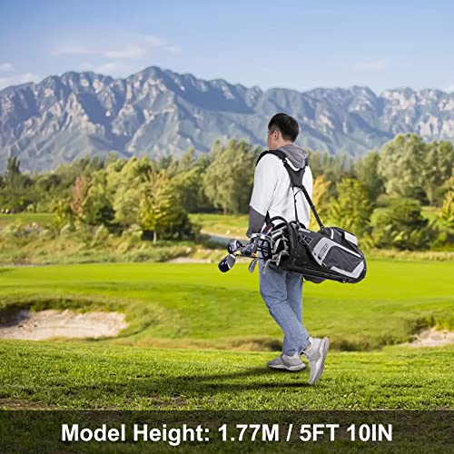 Golf Stand Bag 14 Way Top Dividers with Dual Strap and 8 Pockets, Rain Hood,Portable for Men Women