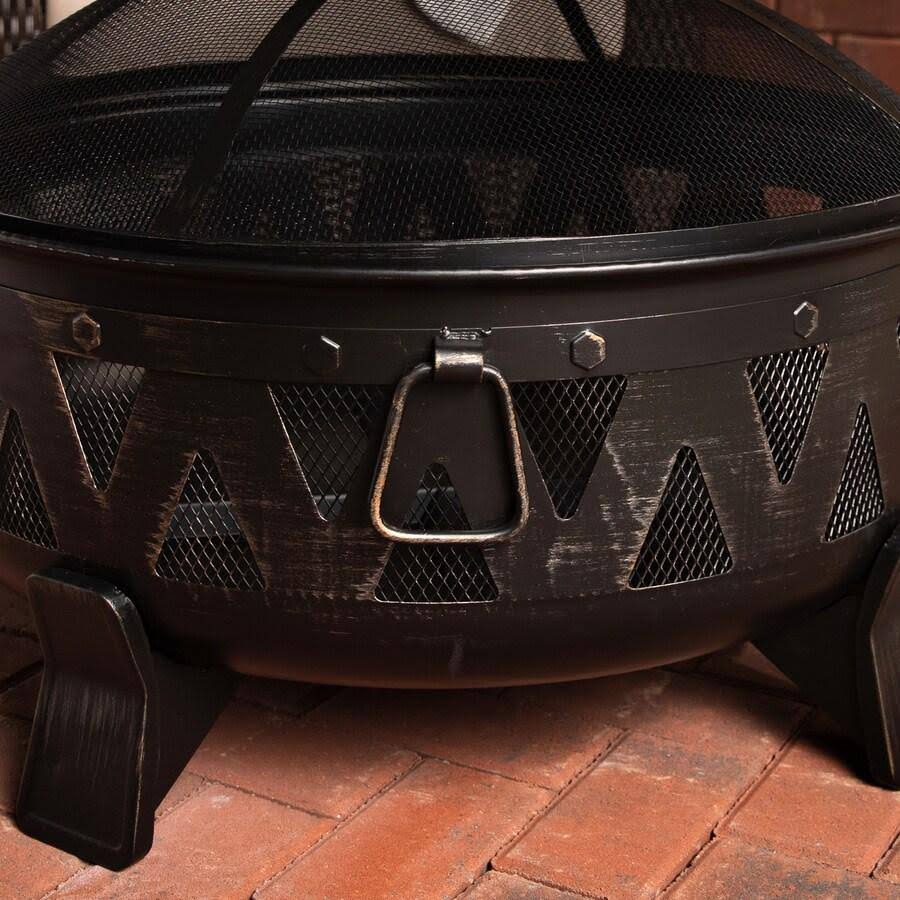 Garden Treasures 29.92-in W Antique Black Steel Wood-Burning Fire Pit