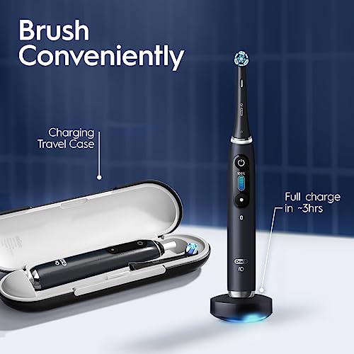 Oral-B iO Series 9 Rechargeable Electric Toothbrush with Visible Pressure Sensor to Protect Gums, 2 Min Timer, 7 Cleaning Settings, 4 Replacement Toothbrush Heads, and Charging Travel Case, Rose